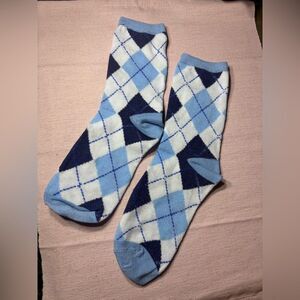 New Blue Argyle Socks Size 5-9